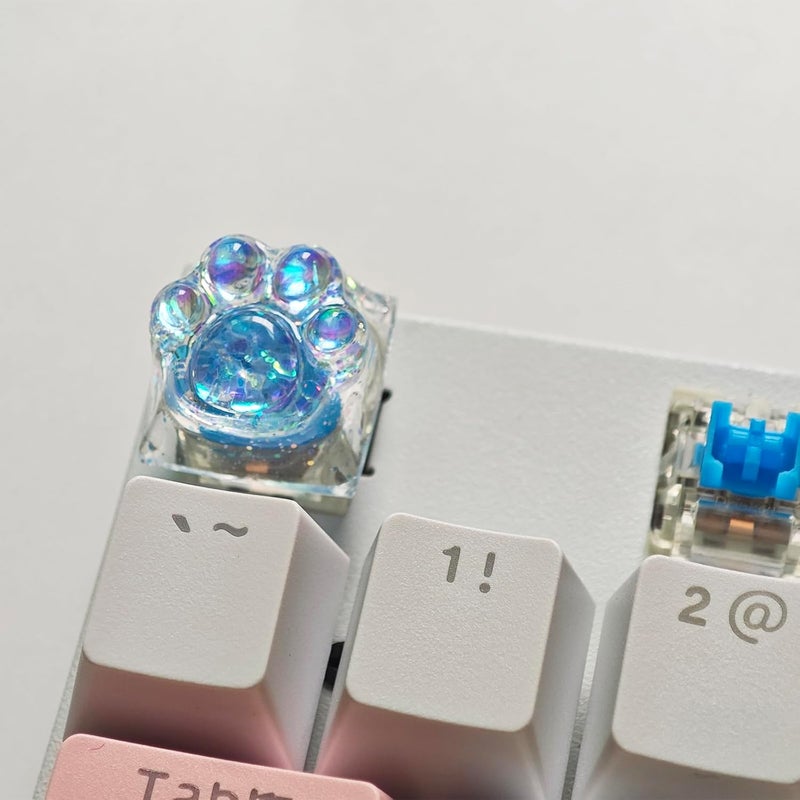 Elacgap Cat Claw Keycap Cute Drip Glue Backlight Keycaps DIY ESC Arrow Key Keycap Replacement for Cherry MX Gaming Mechanical Keyboard (Blue) - Image 4